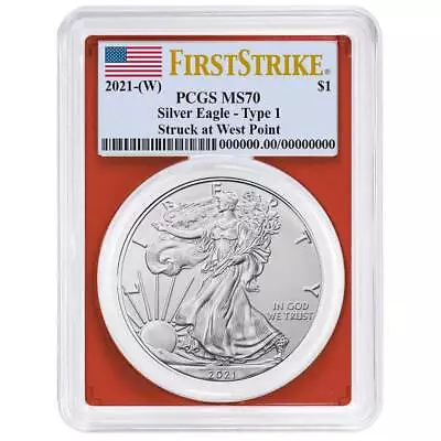 2021 (W) $1 Type 1 American Silver Eagle PCGS MS70 FS Flag Label Red Frame • $60