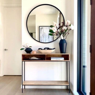 £20.95 • Buy Black Round Mirror 40/60/70/80CM Circle Industrial Style Metal Frame Wall Mirror