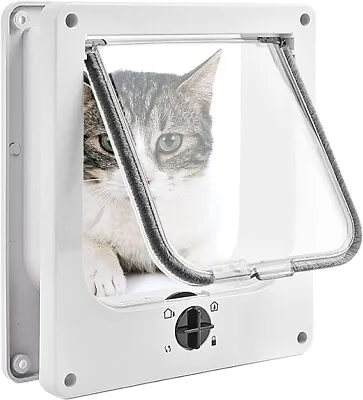 Large Cat Flap With Magnets 4 Way Locking Flap With Weather-proof Brush Silent • £17.47