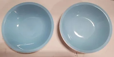 Pair Of Vintage Mikasa Cera-Stone Soup Or Cereal Bowls Blue In White 7.25  Japan • $21.99