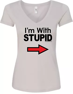 Buy Cool Shirts I'm With Stupid T-shirt Black Print Ladies V-Neck • £14.76