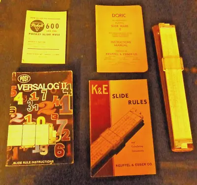 Lot Of 4 Slide Rule Books 1930s To 1970s And An K And E 4081 Slide Rule And Case • $50