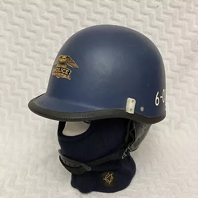 VTG Fiber Metal Adjustable Police Riot Helmet W/Chin Strap Blue • $95