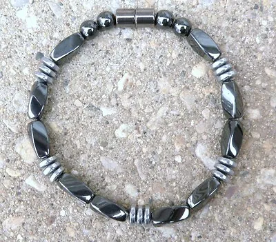 $31.49 • Buy Men’s Women’s 100% Magnetic Hematite Bracelet Anklet Necklace 1 Row Black Silver