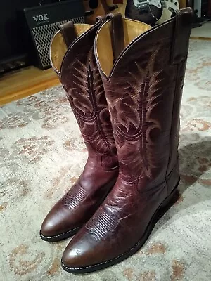 Tony Lama Vaquero Distressed Bron Leather R Toe Cowboy Boots #vm2807 Men's 10.5d • $59.95