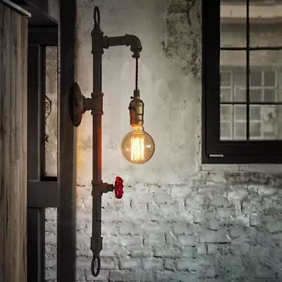 Industrial Water Pipe Steampunk Wall Lamp Antique Retro Barn Wall Light Sconce • $48.99