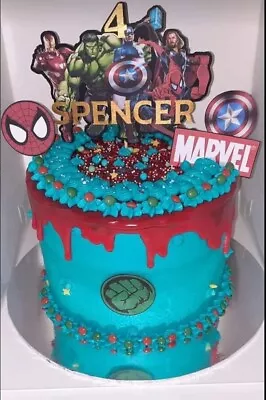 Personalsed Marvel Cake Topper. Birthday Cake Decor Nameage Avengers  • £6