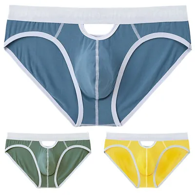 Zonbailon Mens Briefs Sexy Front Hollowed Out Bamboo Underwear Comfort Waistband • $11.18