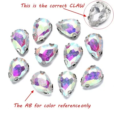 £2.58 • Buy Sew On Crystal Glass Rhinestones Flat Back Claw Cup Craft Beads DIY Jewelry