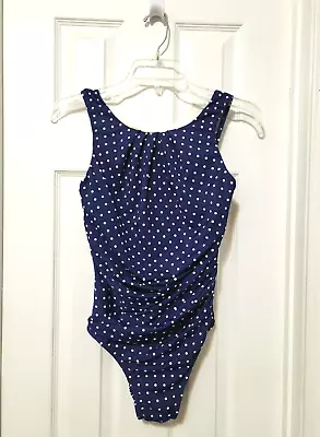 Miraclesuit Polka Dot One Piece Swimsuit Slimming High Neck Sz 10. Never Worn. • $35.99