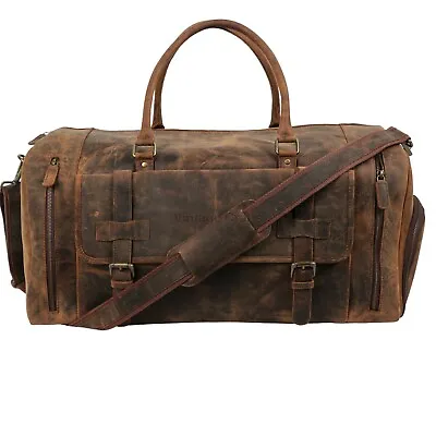 Leather Duffel Travel Bag Durable Cabin With Shoe Compartment For Men & Women • $162.21