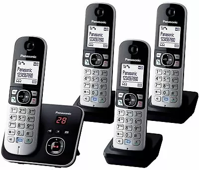 KX TG6824 Quad Panasonic Cordless Phone With Answer Machine 4 Handset Telephone • £94.99