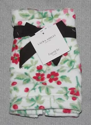 2 Laura Ashley TIERNEY BERRY Pink Red Green Floral Velour Fingertip Towels NWT • $22.99
