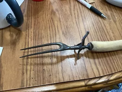 Vintage Two Prong Meat Fork With Flip Stand. 10 1/2 Inches  • $8