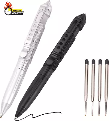 2 Pack Military Tactical Pen Set With 6 Black Ballpoint Refills For Writing Mad • $13.29