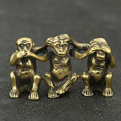 Small Monkey Statue Brass Monkey Figurine House Decor Animal Figurines Gifts USA • $12.19