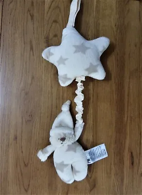 Mothercare Musical Cream Teddy Bear Pull Cord Cot Toy • £5