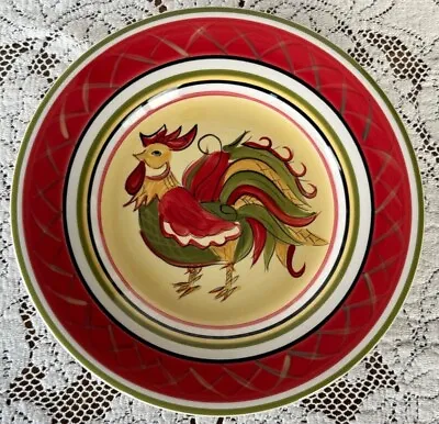 HD Designs Hand Painted Red/Green Country Rooster Salad Plate 8 3/8” Excellent! • $12.50