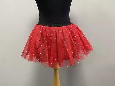 Girls Red Net Tutu Style Layered Skirt With Elasticated Waist Waist 24-26” • £0.99