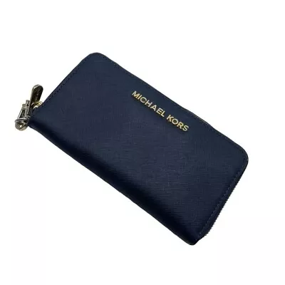 Michael Kors Bedford Navy Blue Leather Wallet • $50