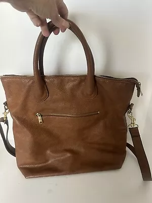 H&M Womens Large Brown Faux Leather Purse Crossbody Tote Laptop Bag • $18.99