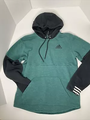 Adidas Two Tone Hoodie Pocket Badge Of Sport Size Small Heather Pine Green Black • $19.99