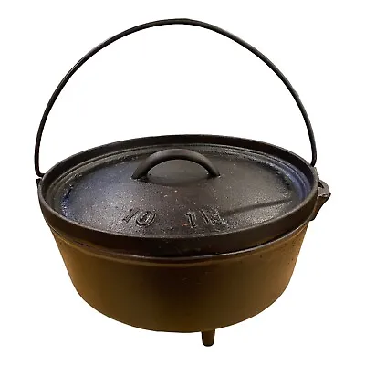 10-inch Cast Iron Dutch Oven With Legs Bean Pot Vintage • $89.99