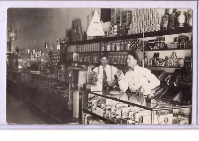 Real Photo Postcard RPPC - Clerks Grocery Store Cigar Counter - Occupational • $34.99