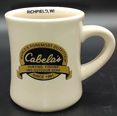 CABELA'S Hunting Fishing Heavy Diner Style Coffee Mug Richfield Wisconsin  • $12