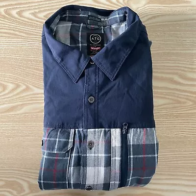 £23.90 • Buy Wrangler XXL ATG Shirt Thick Winter Blue Check 27  Pit-to-Pit Designer Fashion