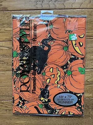 Vintage NOS Royal Style Halloween Flannel-Backed Vinyl Table Runner 13x70  Party • $6.99