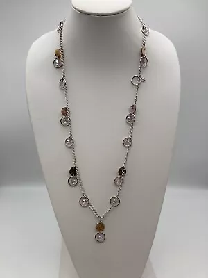 Vtg2nw Signed Cookie Lee Silver Tone Long Necklace U25 • $3.75