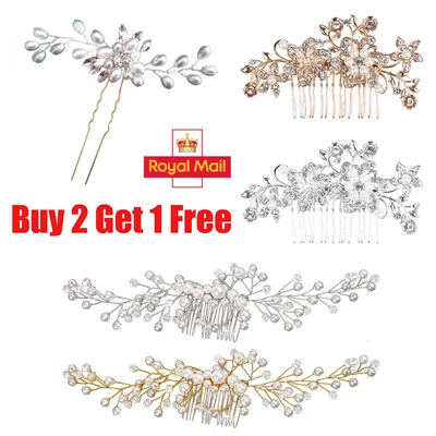 £2.76 • Buy Flowers Wedding Hair Pins Comb Crystal Diamante Pearls Bridal Clips Grips UK