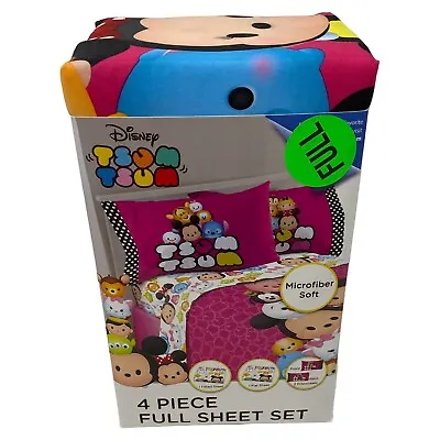 Disney Tsum Tsum 4 Piece Full Sheet Set  Mickey Donald Pluto Stitch Olaf Tigger • $34.97