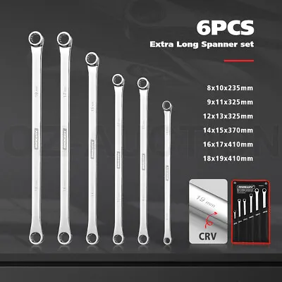 $49.95 • Buy 6 PCS Extra Long Cr-V Spanner Set Wrench Repair Hand Tool Double Ring
