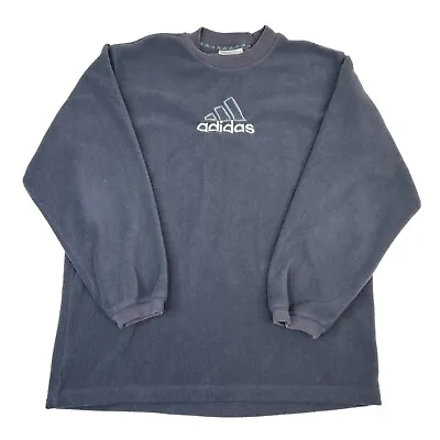 Vintage 90s Y2k Adidas Equipment Fleece Crewneck Sweatshirt Black Size Large • $34.88
