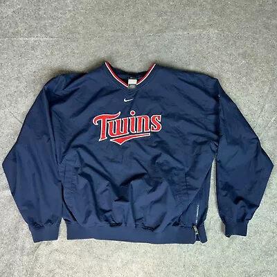 Minnesota Twins Mens Jacket Extra Large Nike Pullover Navy Logo Patch Side Zip • $59.98