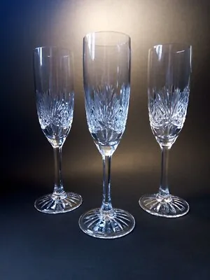 3 X Edinburgh Crystal Clyde Cut Glass Champagne Flutes • £34
