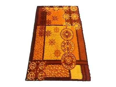 Vintage Swedish Mid Century Rya Rug Scandinavian Wool Flokati Carpet 3x5 Ft • $350