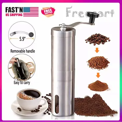 Manual Coffee Bean Grinder Stainless Steel Hand Coffee Mill Ceramic Burr US Ship • $9.71