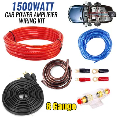 8GA Power Cable Subwoofer Car Audio Wire Wiring Amplifier Installation Wires Kit • £7.49