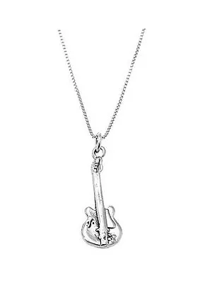 Sterling Silver Bass - Electric  Style Guitar Charm With Box Chain Necklace • $20.99