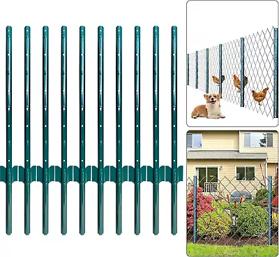 Fence Posts 3 FeetPack Of 10Metal Fence Poles U Post Sturdy Duty Fence Stakes  • $63.23