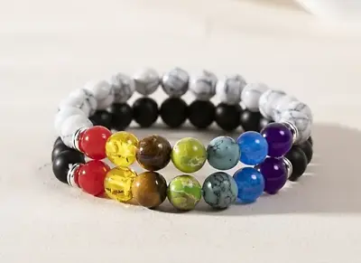 7-Chakra/Reiki/Yoga Healing Lava Stone Bracelet • $6.99