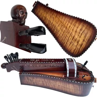 Flames Maple Wood 6 Strings 23 Keys Hurdy GurdyHand Carved SkullDrawing • $1099