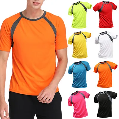 $11.39 • Buy Men's Athletic T-Shirts Cool Dry Short Sleeve Crew Neck Sports Fitness Tee Tops