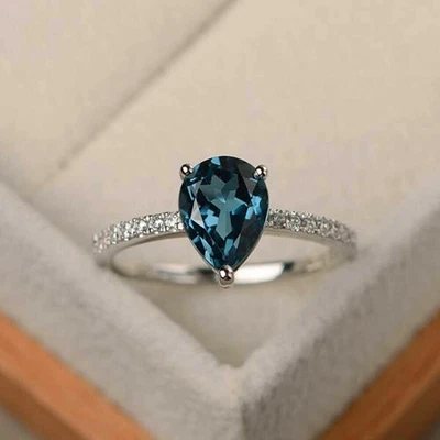 £1010.73 • Buy Diamond Topaz Gemstone Women Ring 950 Platinum 2.20 Ct Pear Cut Size M N O P Q