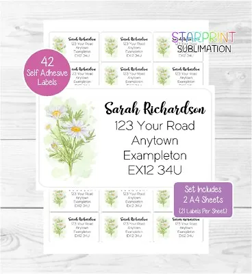 £3.55 • Buy Chamomile/Daisy Personalised Address Labels, 42 Self Adhesive Return Stickers