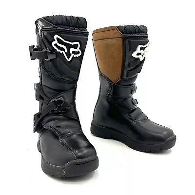 Fox Comp 3 Motocross Boots Black Brown Youth Size 2 • $74.99