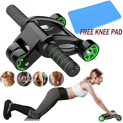 2-in-1 Ab Roller 4 Wheel Abdominal Exercise Home Gym Workout Muscle Equipment • $38.99